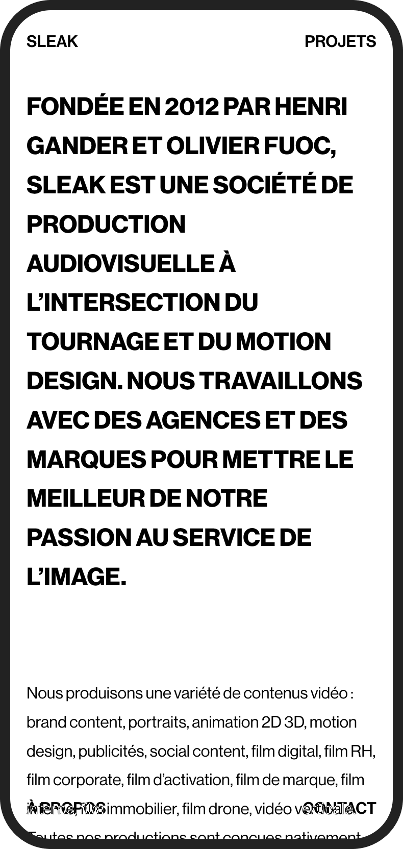 Mobile Sleak about page