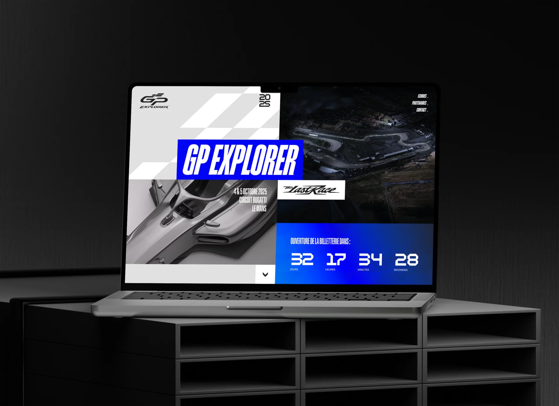 Mockup of a test version of the homepage for the GP Explorer - The Last Race website