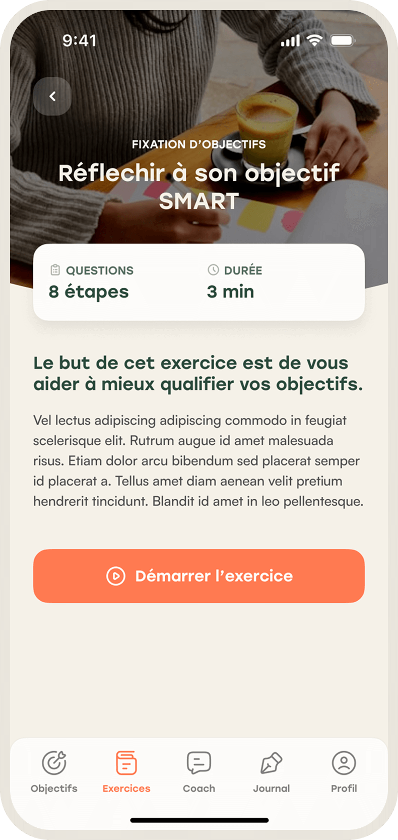 Exercise screen